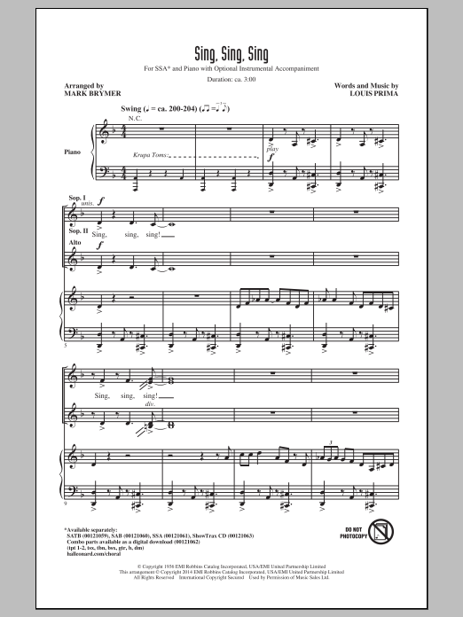 Product gallery: Page 1 of 1 Sing, Sing, Sing, Mark Brymer
