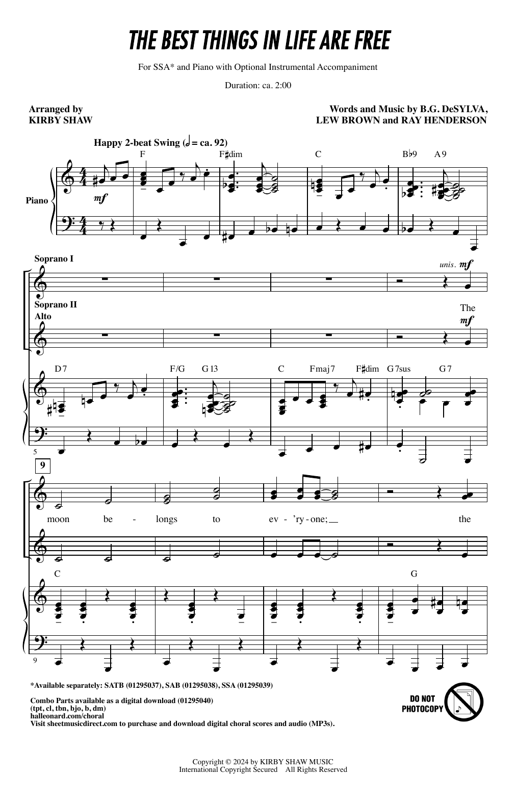 Produktgalerie: Seite 1 von 1 The Best Things In Life Are Free (arr. Kirby Shaw), DeSylva, Brown & Henderson, Chor