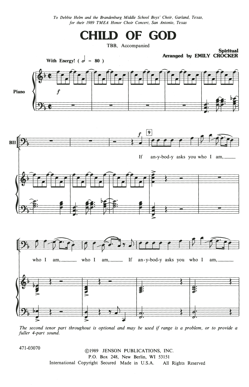Product picture to: Child Of God (arr. Emily Crocker)