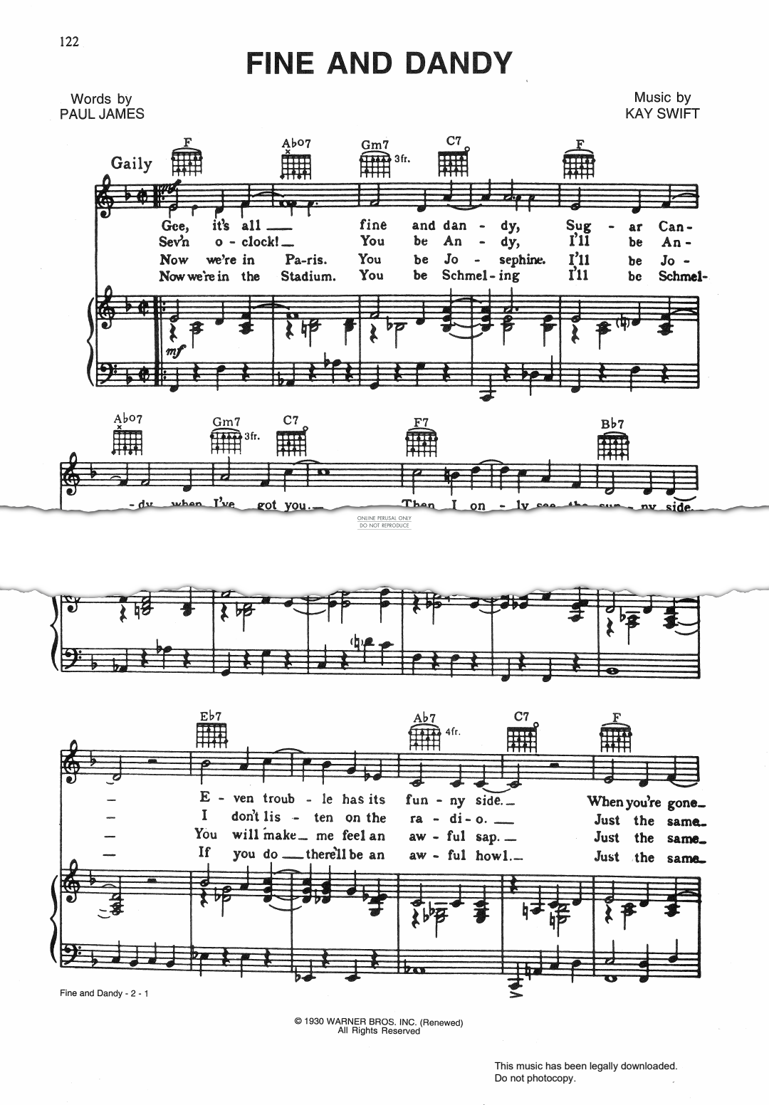 Product gallery: Page 1 of 1 Fine And Dandy, Kay Swift