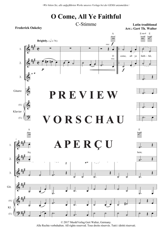Produktgalerie: Seite 2 von 2 O Come, All Ye Faithful , , (flexibles Quintett für 3 Melodiestimmen, Gitarre + Klavier)