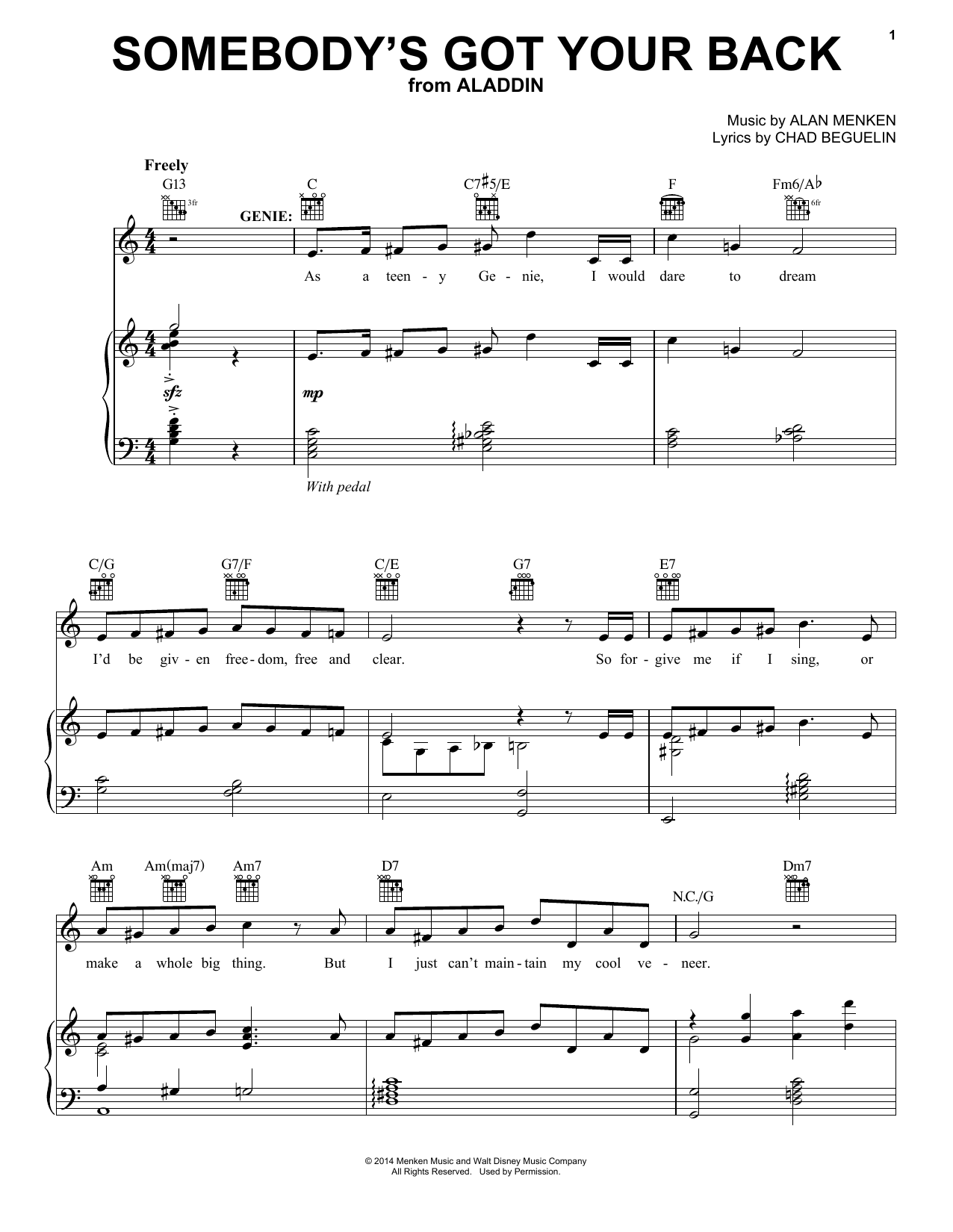 Produktbild zu: Somebody's Got Your Back (from Aladdin: The Broadway Musical)