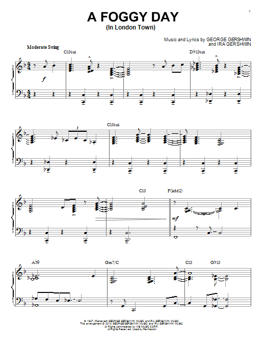Product gallery: Page 1 of 1 A Foggy Day (In London Town) [Jazz version] (arr. Brent Edstrom), George Gershwin