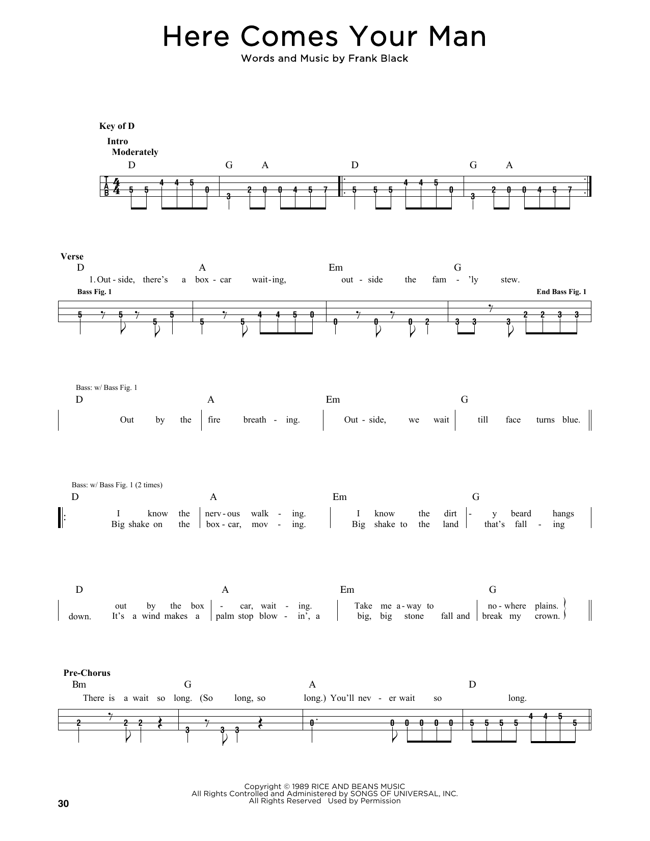 Produktgalerie: Seite 1 von 1 Here Comes Your Man, The Pixies, E-Bass, Gitarre
