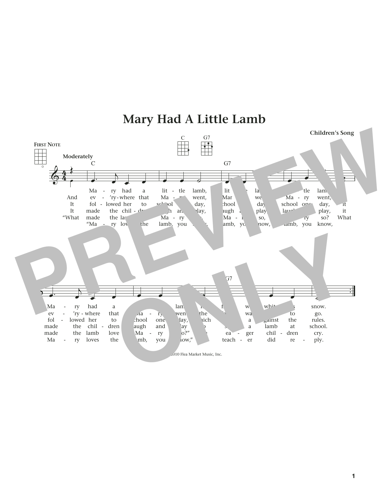Product gallery: Page 1 of 1 Mary Had A Little Lamb (from The Daily Ukulele) (arr. Liz and Jim Beloff), Traditional