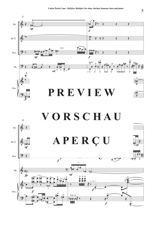 Produktgalerie: Seite 6 von 21 Refejos Multiples , , (Oboe, Klarinette, Fagott, Horn + Klavier)