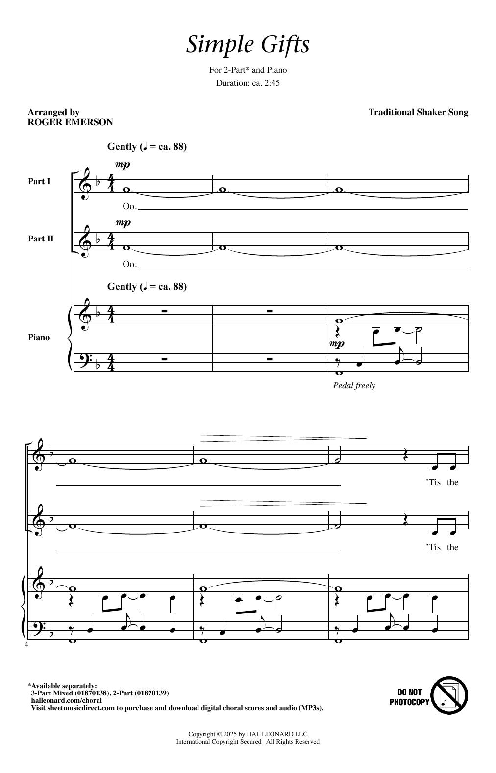 Produktgalerie: Seite 1 von 1 Simple Gifts (arr. Roger Emerson), Traditional Shaker Song, Chor