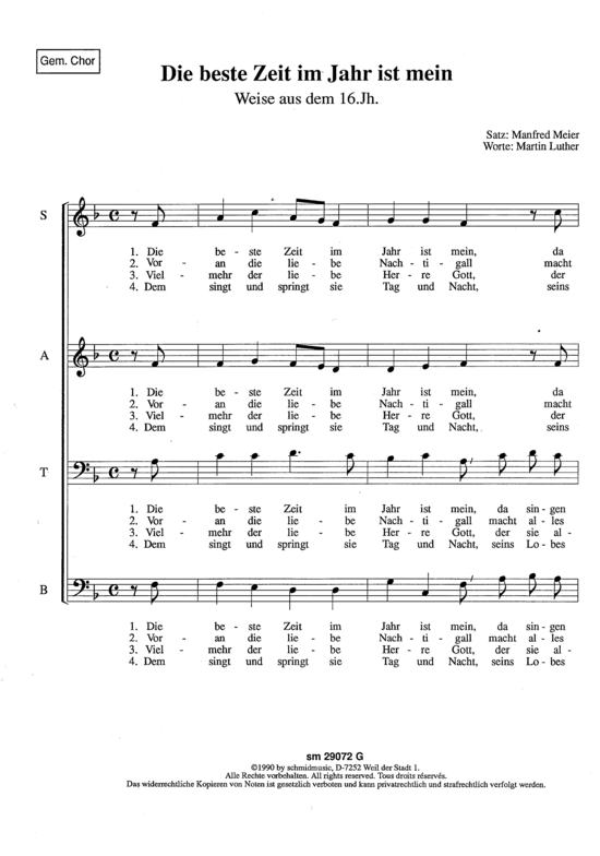 Product picture to: Die beste Zeit im Jahr ist mein Weise aus dem 16. Jahrhundert