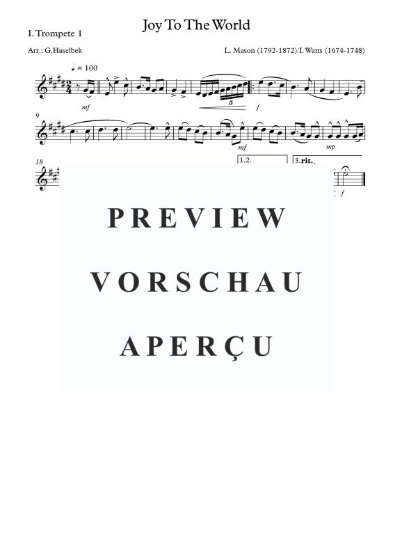 Produktgalerie: Seite 4 von 9 Joy To The World, , (Blechbläserquartett)