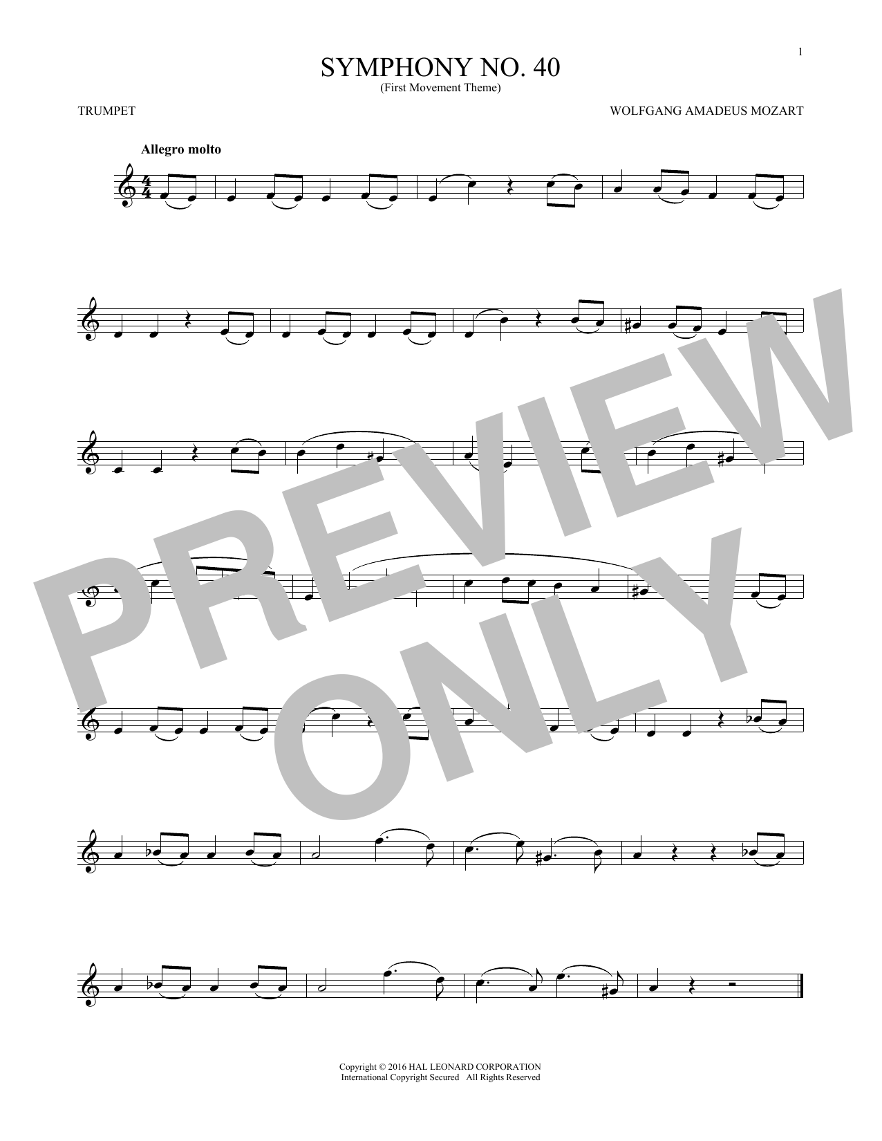 Produktgalerie: Seite 1 von 1 Symphony No. 40 In G Minor, First Movement Excerpt, Wolfgang Amadeus Mozart, Trompete