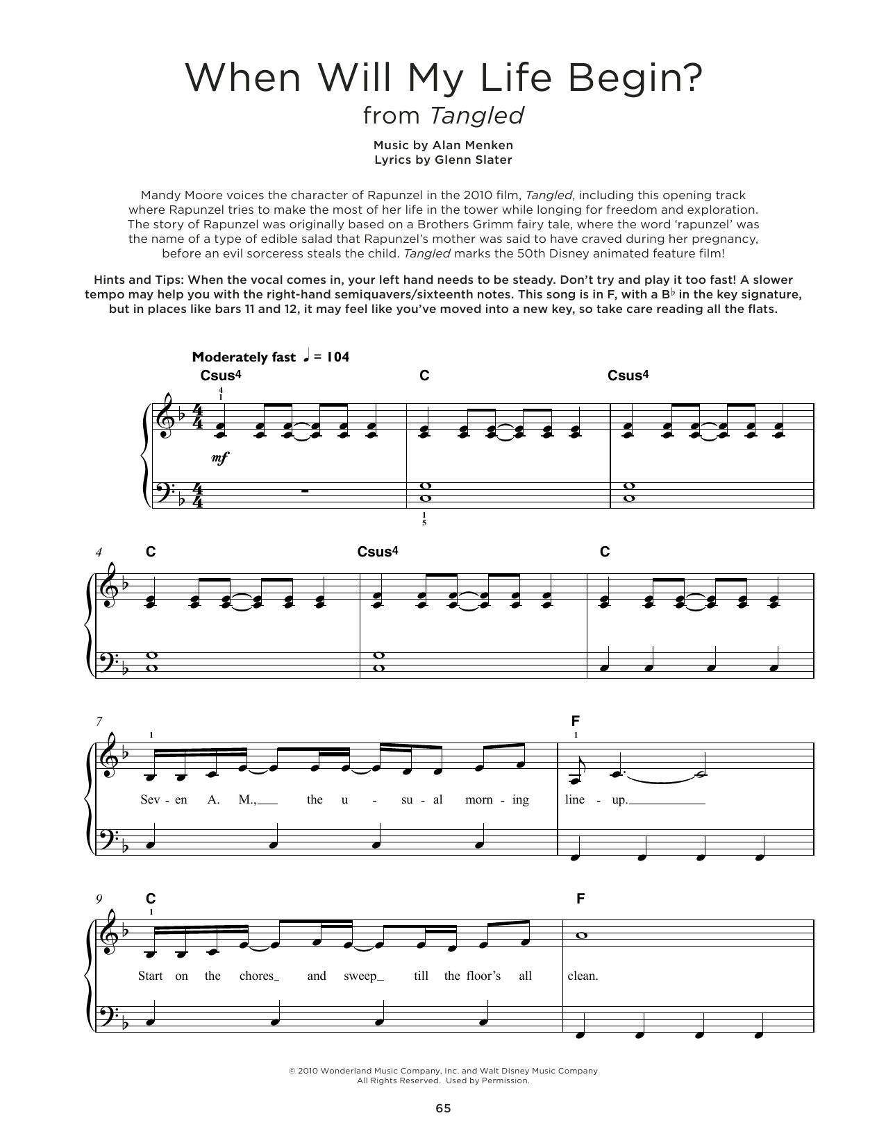 Produktbild zu: When Will My Life Begin? (from Tangled)