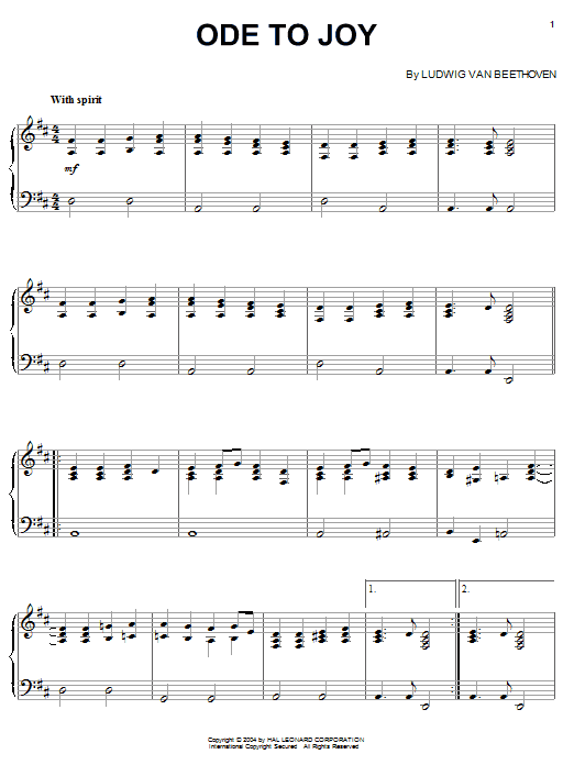 Product gallery: Page 1 of 1 Ode To Joy, Ludwig Van Beethoven