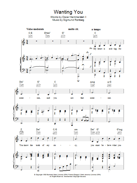 Product gallery: Page 1 of 1 Wanting You, Oscar Hammerstein II