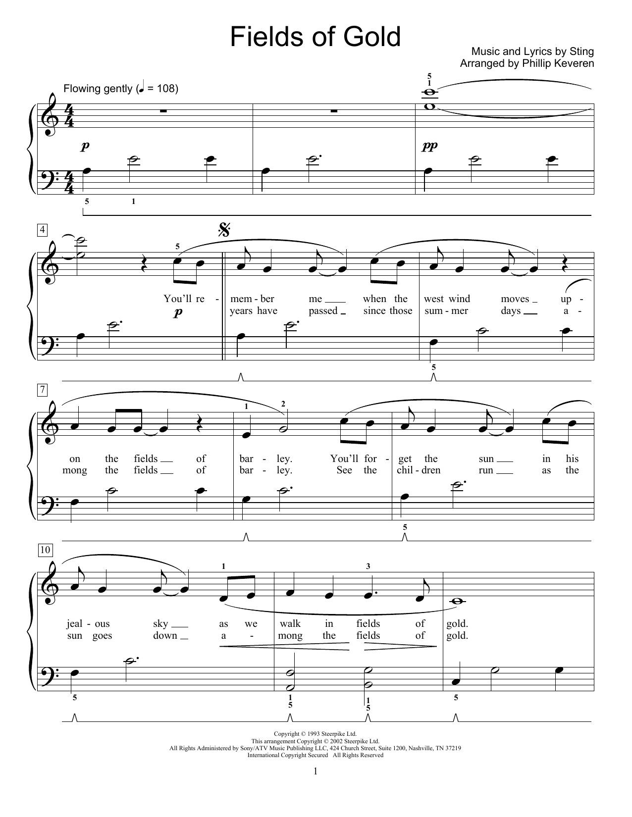 Product picture to: Fields Of Gold (arr. Phillip Keveren)