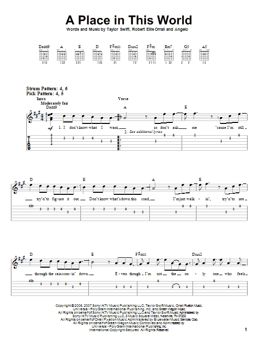 Product gallery: Page 1 of 1 A Place In This World, Taylor Swift