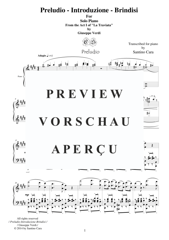 Produktgalerie: Seite 2 von 11 La Traviata - (Act 1) Preludio-Introduzione-Brindisi - Piano Verion, , Klavier Solo