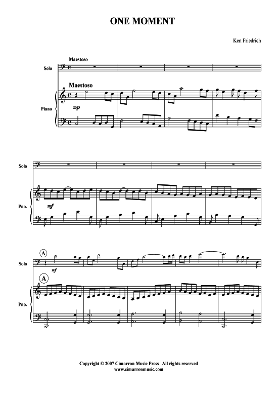 Product picture to: One Moment (for my wife) Kenneth Friedrich