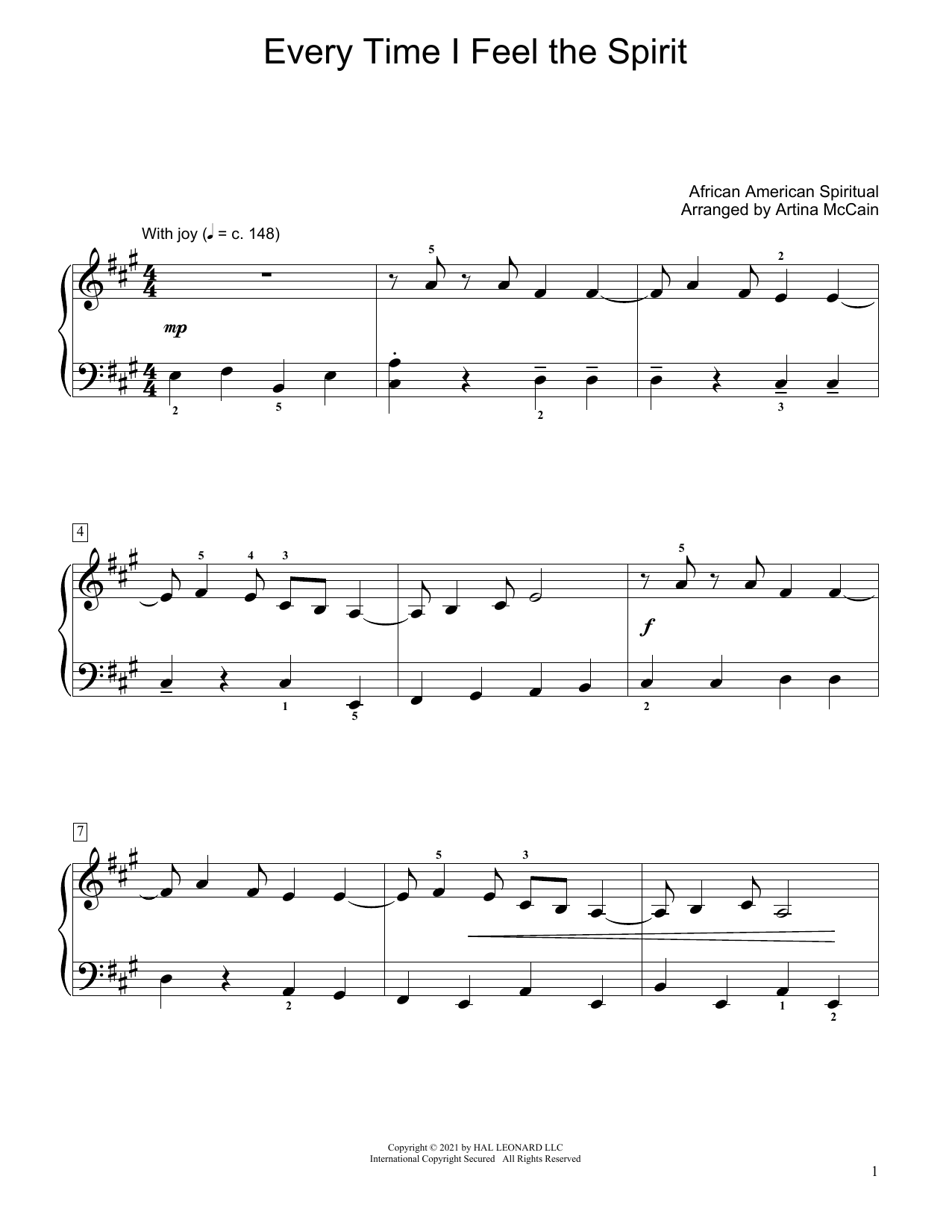 Product picture to: Every Time I Feel The Spirit (arr. Artina McCain)