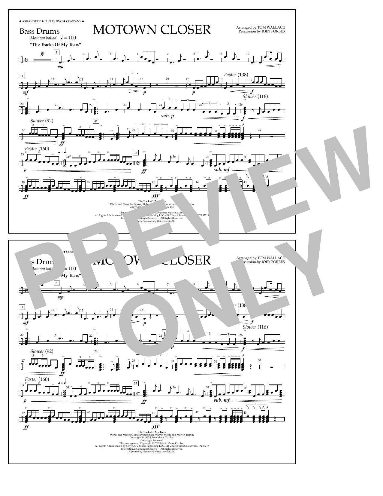 Produktbild zu: Motown Closer (arr. Tom Wallace) - Bass Drums