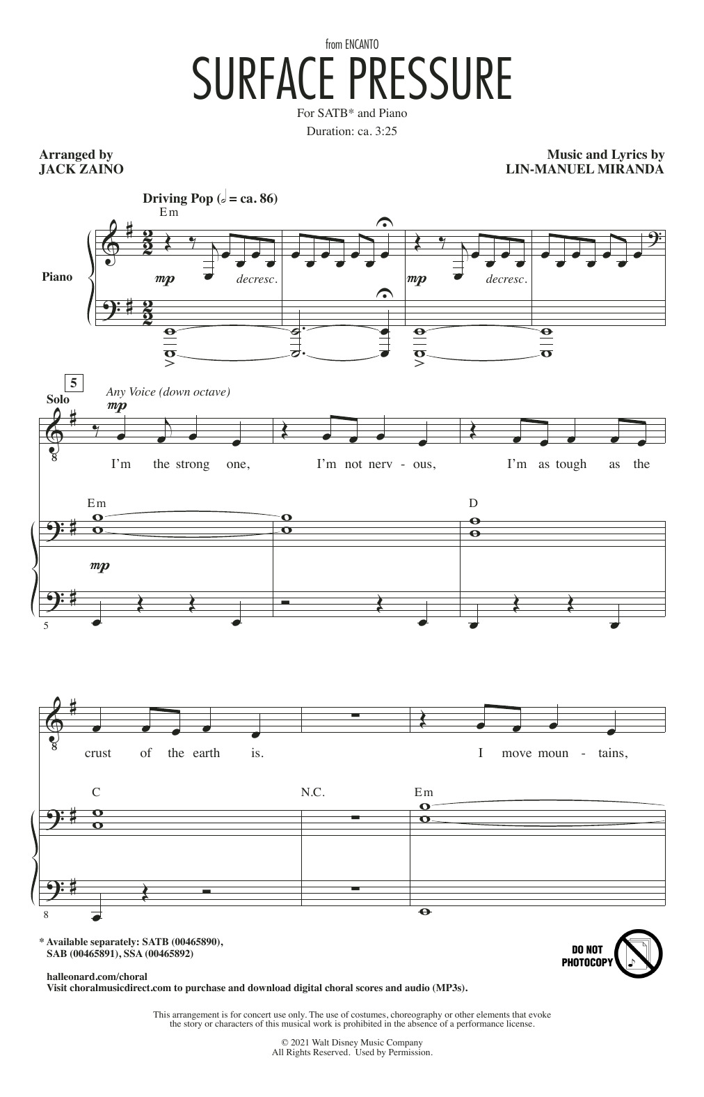 Produktbild zu: Surface Pressure (from Encanto) (arr. Jack Zaino)