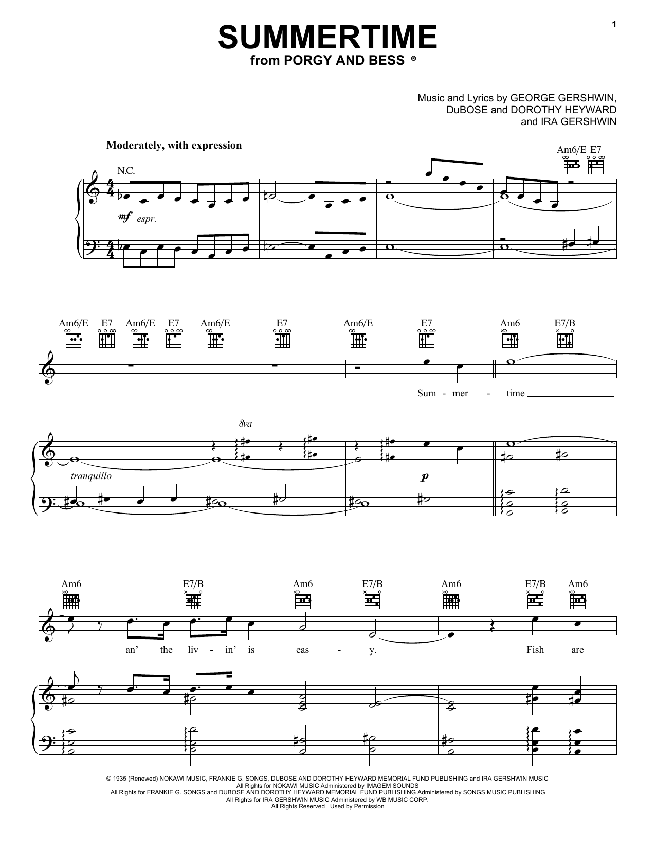 Produktgalerie: Seite 1 von 1 Summertime, George Gershwin, Gesang, Gitarre, Klavier