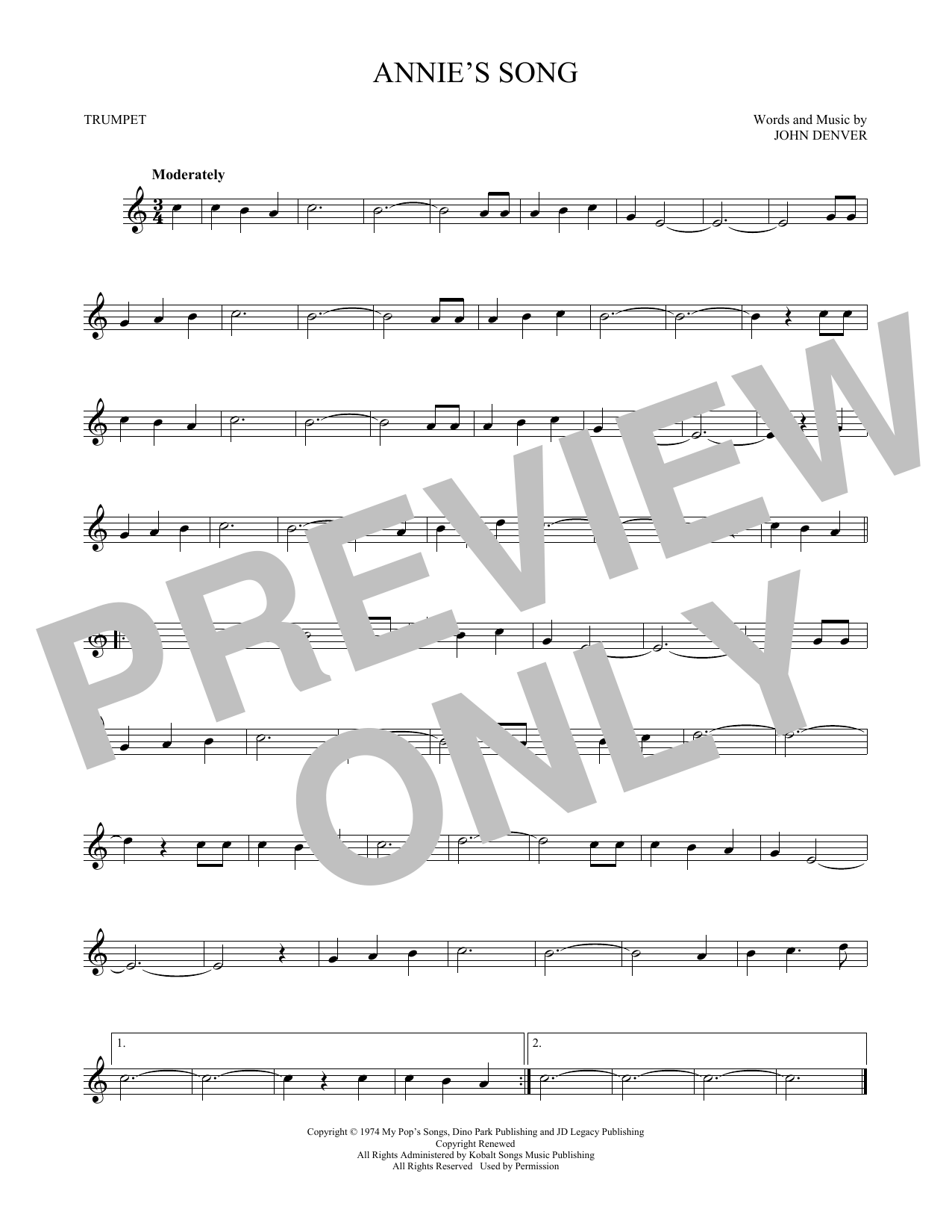 Produktgalerie: Seite 1 von 1 Annie's Song, John Denver, Trompete