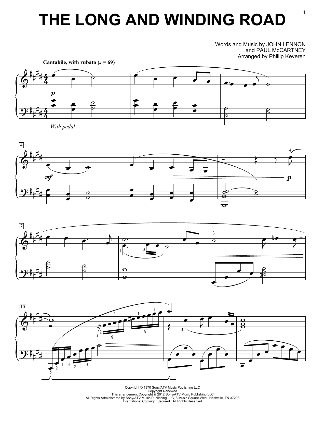 Product gallery: Page 1 of 1 The Long And Winding Road [Classical version] (arr. Phillip Keveren), The Beatles