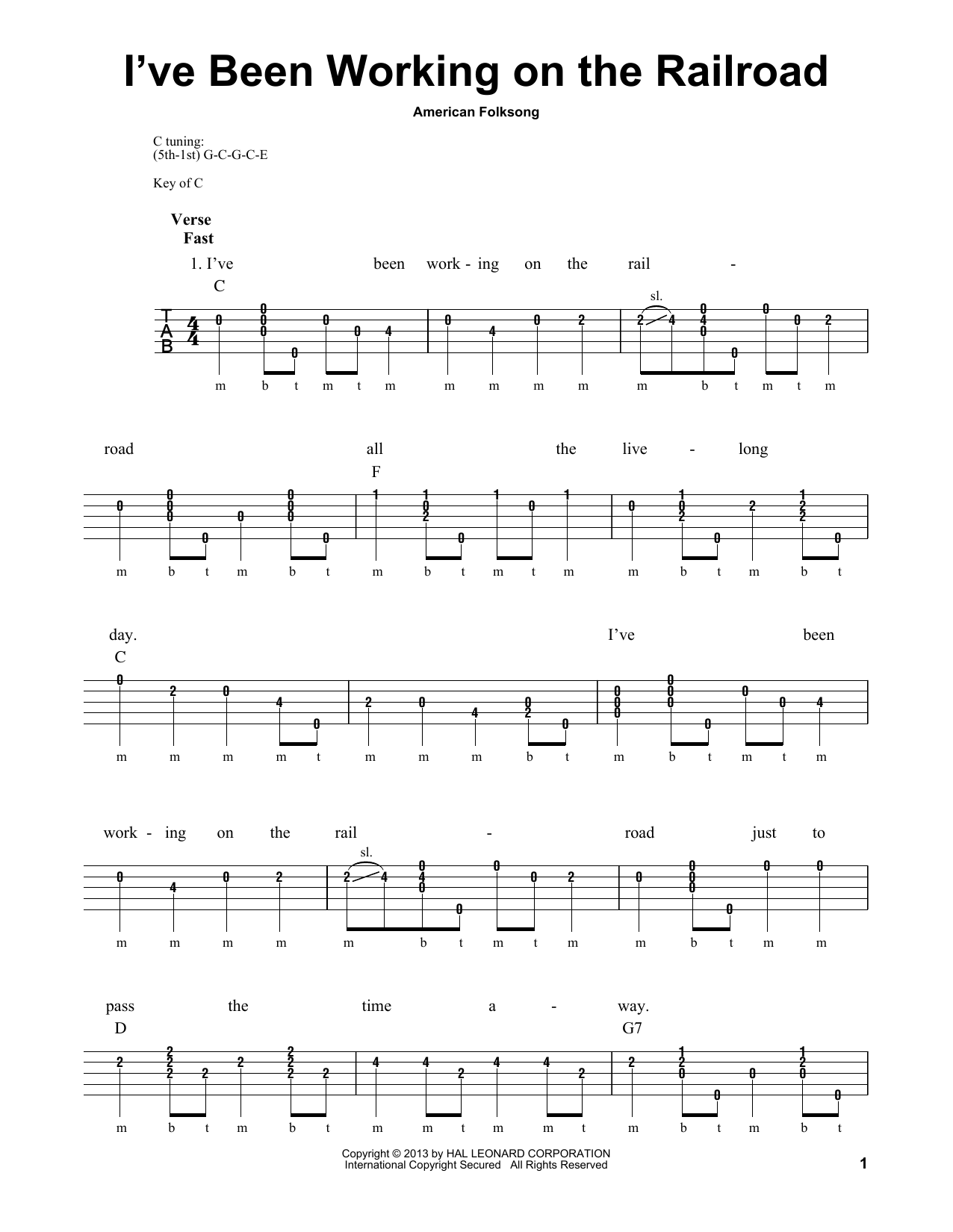 Produktgalerie: Seite 1 von 1 I've Been Working On The Railroad, American Folksong, Banjo