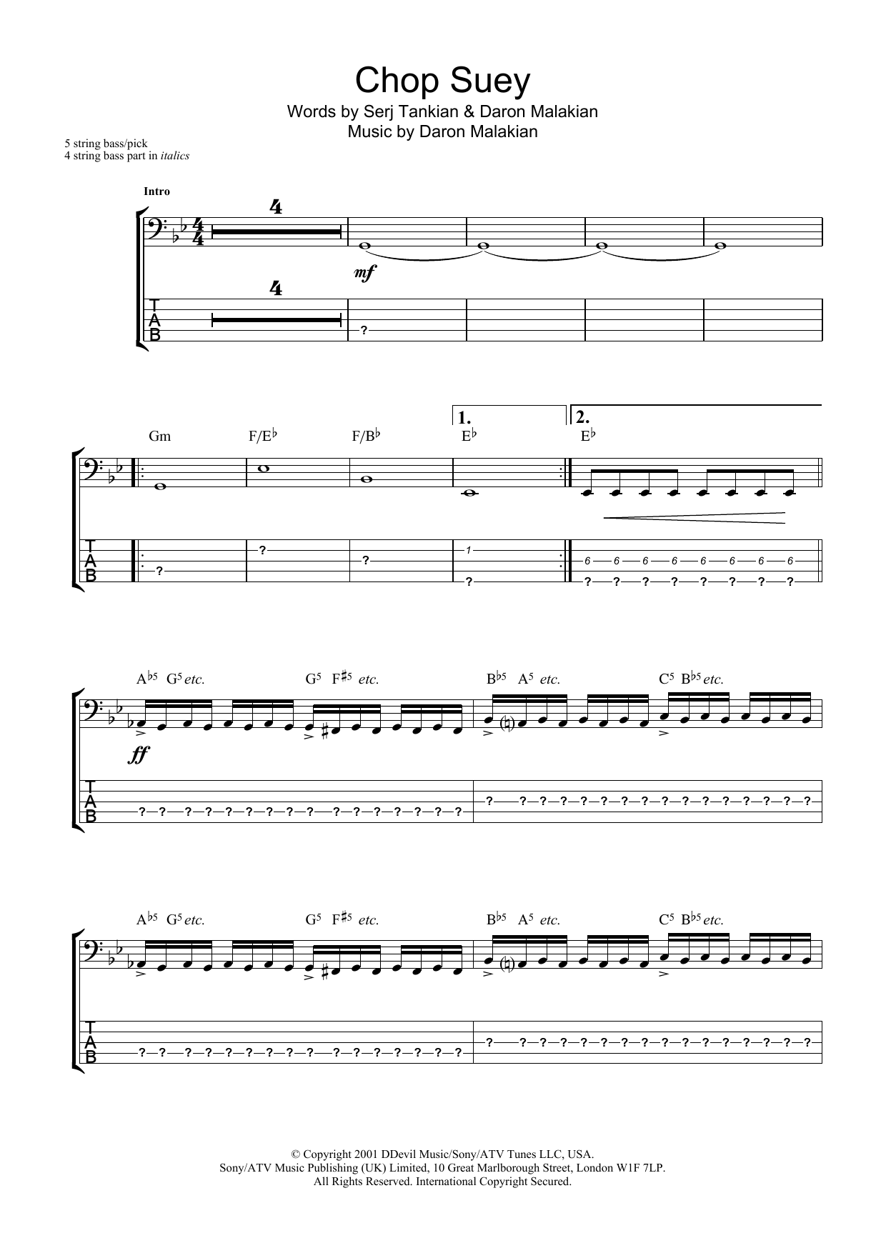 Produktgalerie: Seite 1 von 1 Chop Suey!, System Of A Down, E-Bass