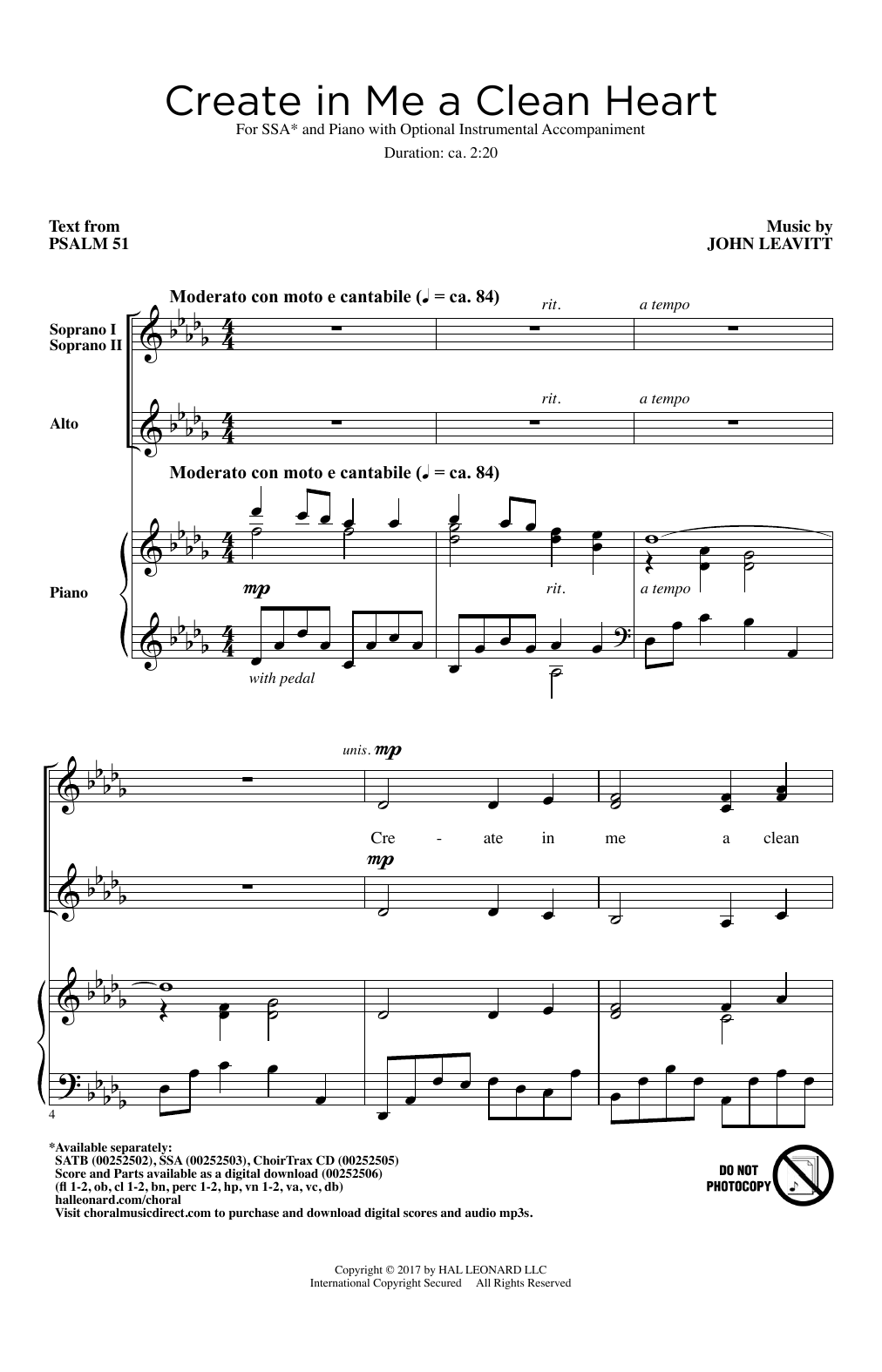 Produktgalerie: Seite 1 von 1 Create In Me A Clean Heart, John Leavitt, Chor
