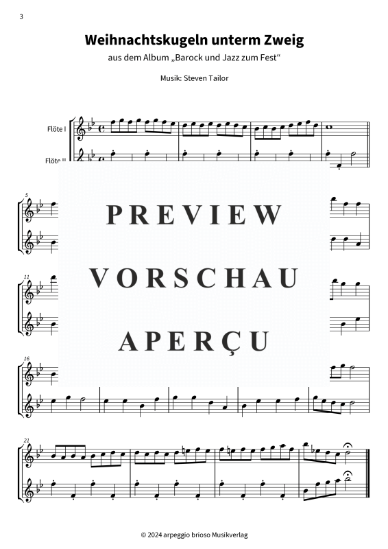 Produktgalerie: Seite 1 von 7 Weihnachtskugeln unterm Zweig - aus dem Album Barock und Jazz zum Fest, , (Querflöten Duett)