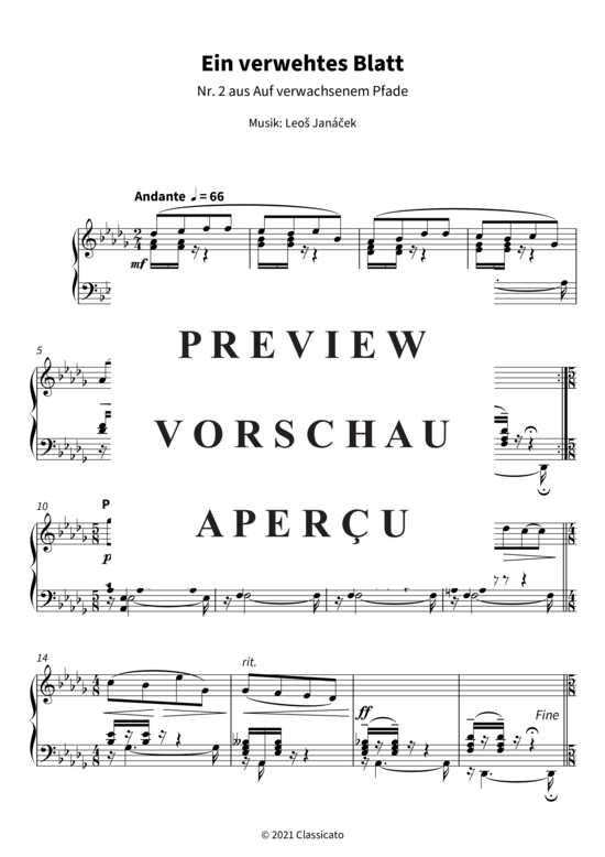 Produktgalerie: Seite 4 von 6 Ein verwehtes Blatt - Nr. 2 aus Auf verwachsenem Pfade , , Klavier Solo