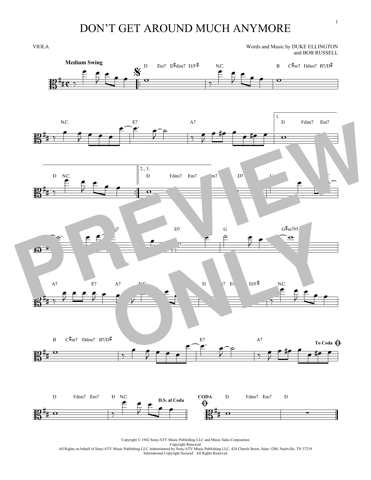 Product gallery: Page 1 of 1 Don't Get Around Much Anymore, Duke Ellington