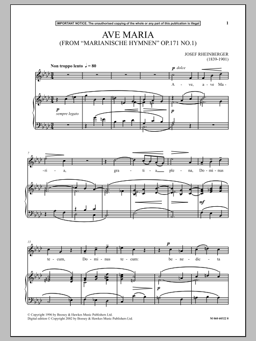Produktbild zu: Ave Maria, Op.171, No.1 (from Marianische Hymnen)