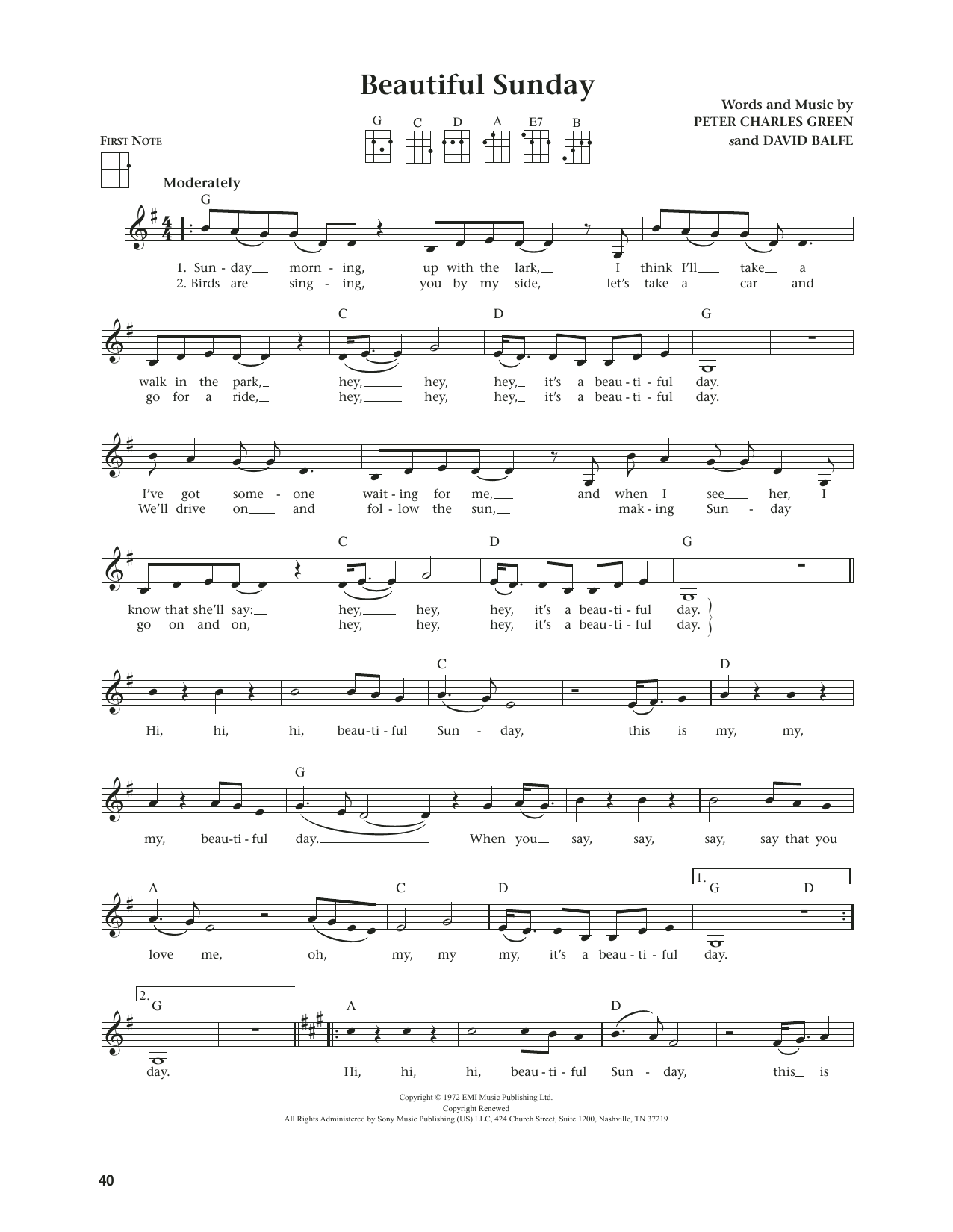 Product gallery: Page 1 of 1 Beautiful Sunday (from The Daily Ukulele) (arr. Jim Beloff), Daniel Boone