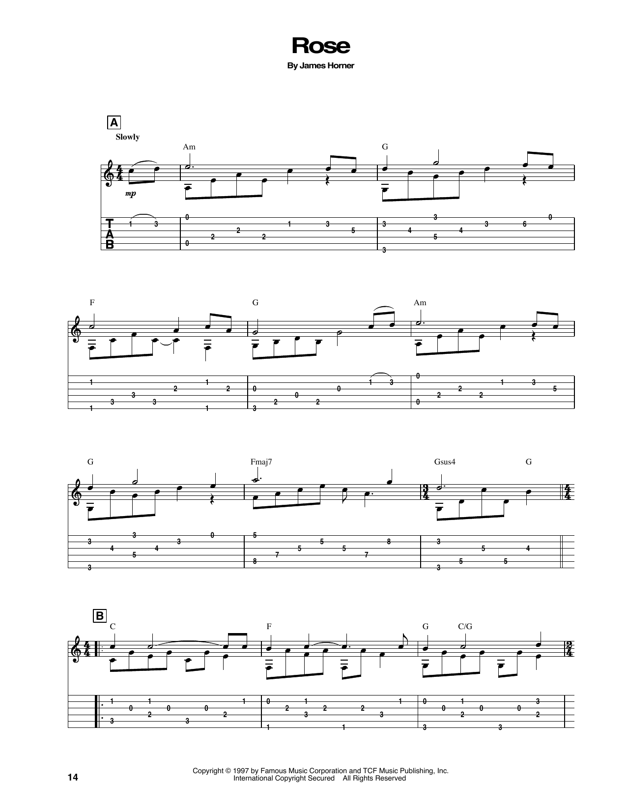 Produktgalerie: Seite 1 von 1 Rose (from Titanic), James Horner, Gitarre