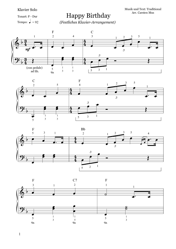 Produktbild zu: Happy Birthday - Festliches Klavier-ArrangementTraditional