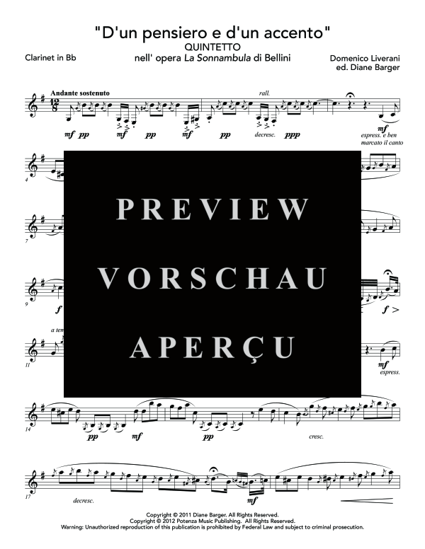 Product gallery: Page 5 of 9 D´un pensiero e d´un accento Quintetto nell´opera La Sonnambula di Bellini, , (Klarinette Solo)