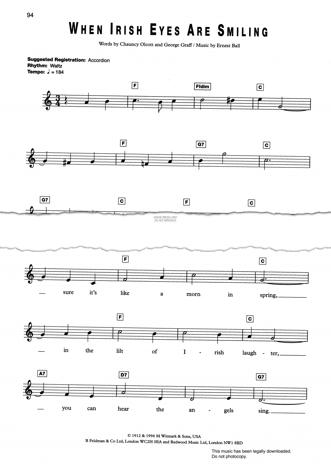 Product gallery: Page 1 of 1 When Irish Eyes Are Smiling, Ernst Ball