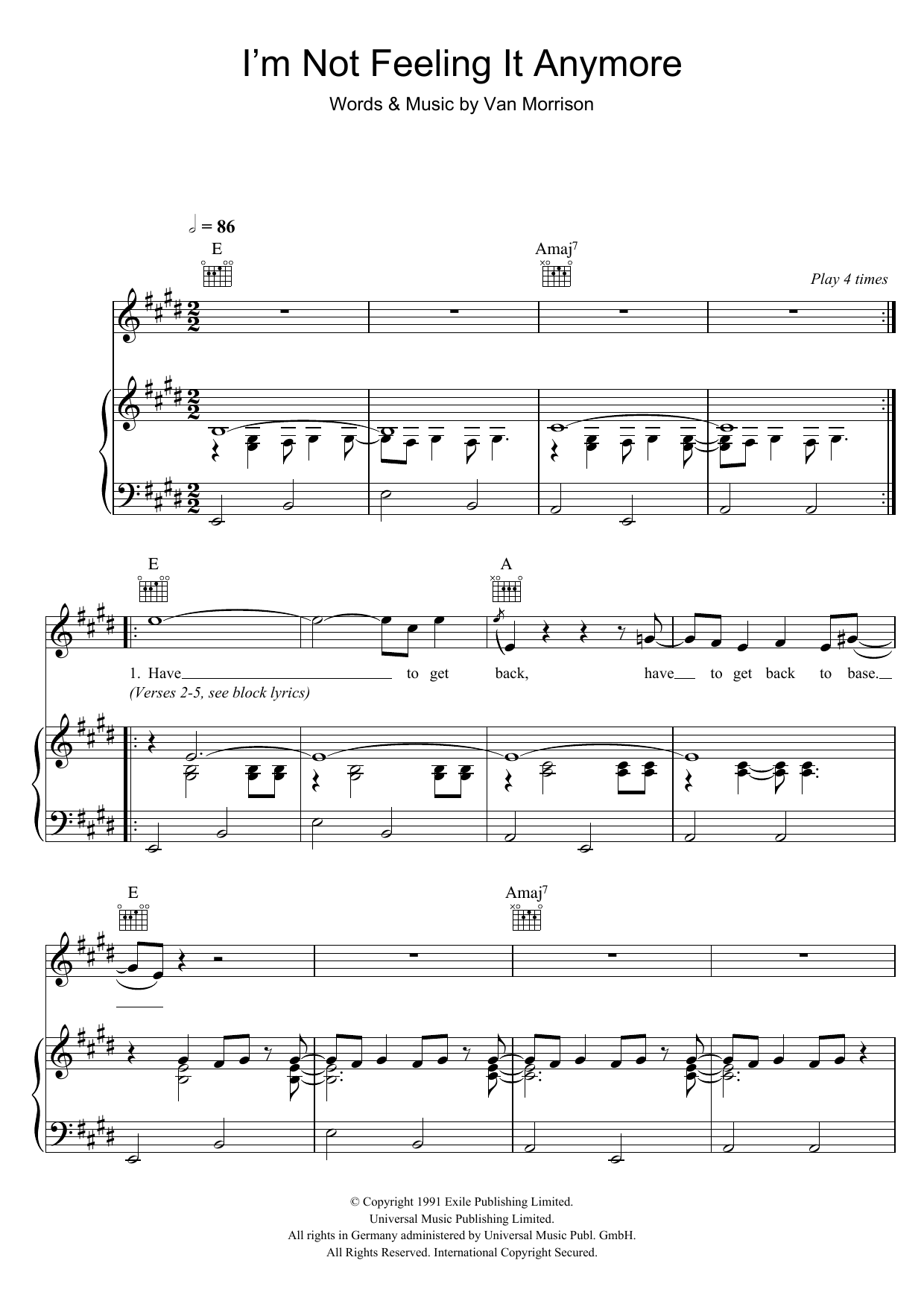 Produktgalerie: Seite 1 von 1 I'm Not Feeling It Anymore, Van Morrison, Gesang, Gitarre, Klavier
