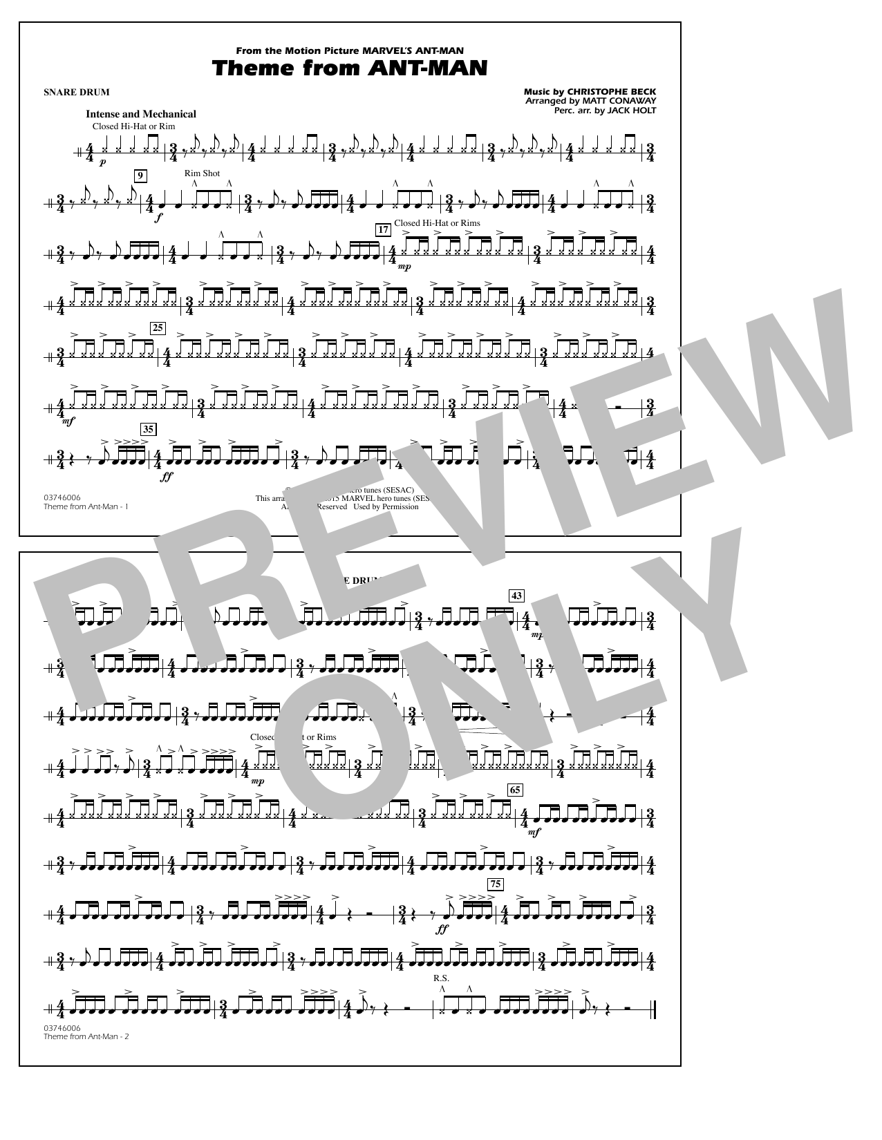Product picture to: Theme from Ant-Man (Arr. Matt Conaway) - Snare Drum