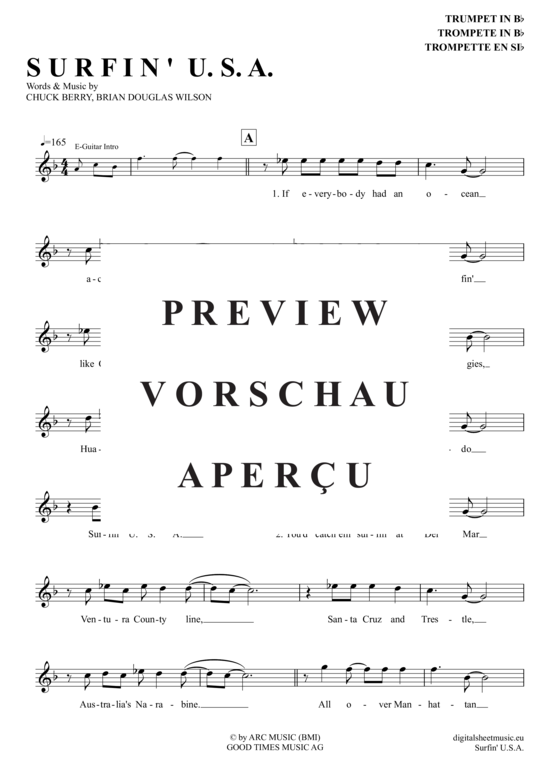 Produktgalerie: Seite 2 von 4 Surfin´ U.S.A. , Beach Boys, Trompete in B