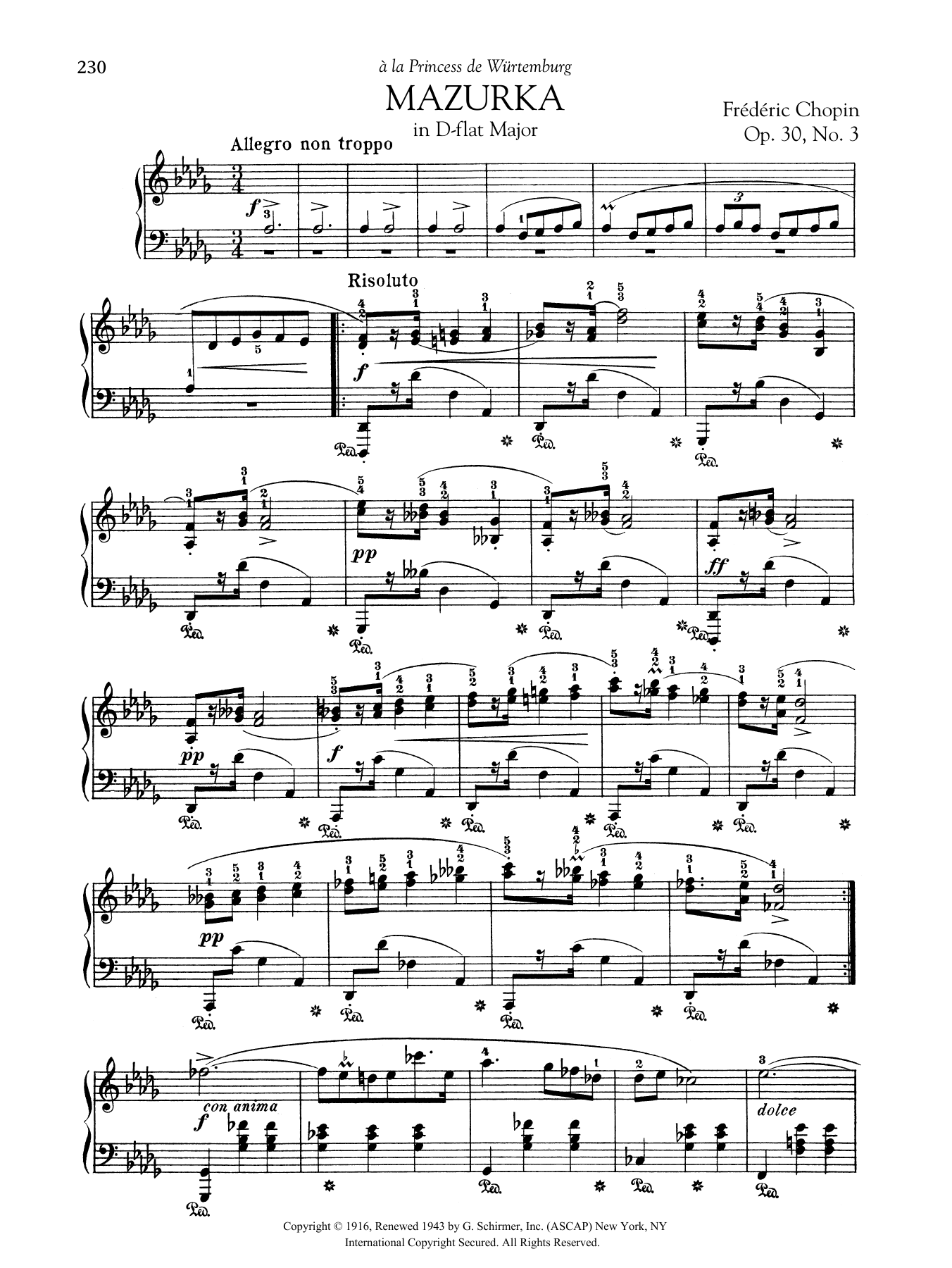 Product gallery: Page 1 of 1 Mazurka in D-flat Major, Op. 30, No. 3, Frédéric Chopin