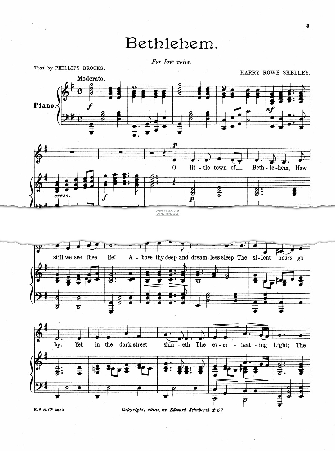 Preview of Bethlehem sheet music for piano and voice (Harry Rowe Shelley)