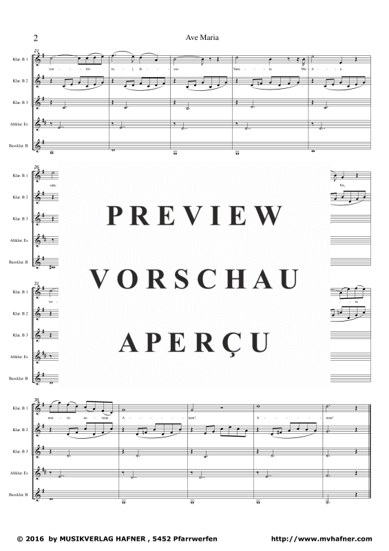 Product gallery: Page 6 of 11 Ave Maria, , (Clarinet Quintet)