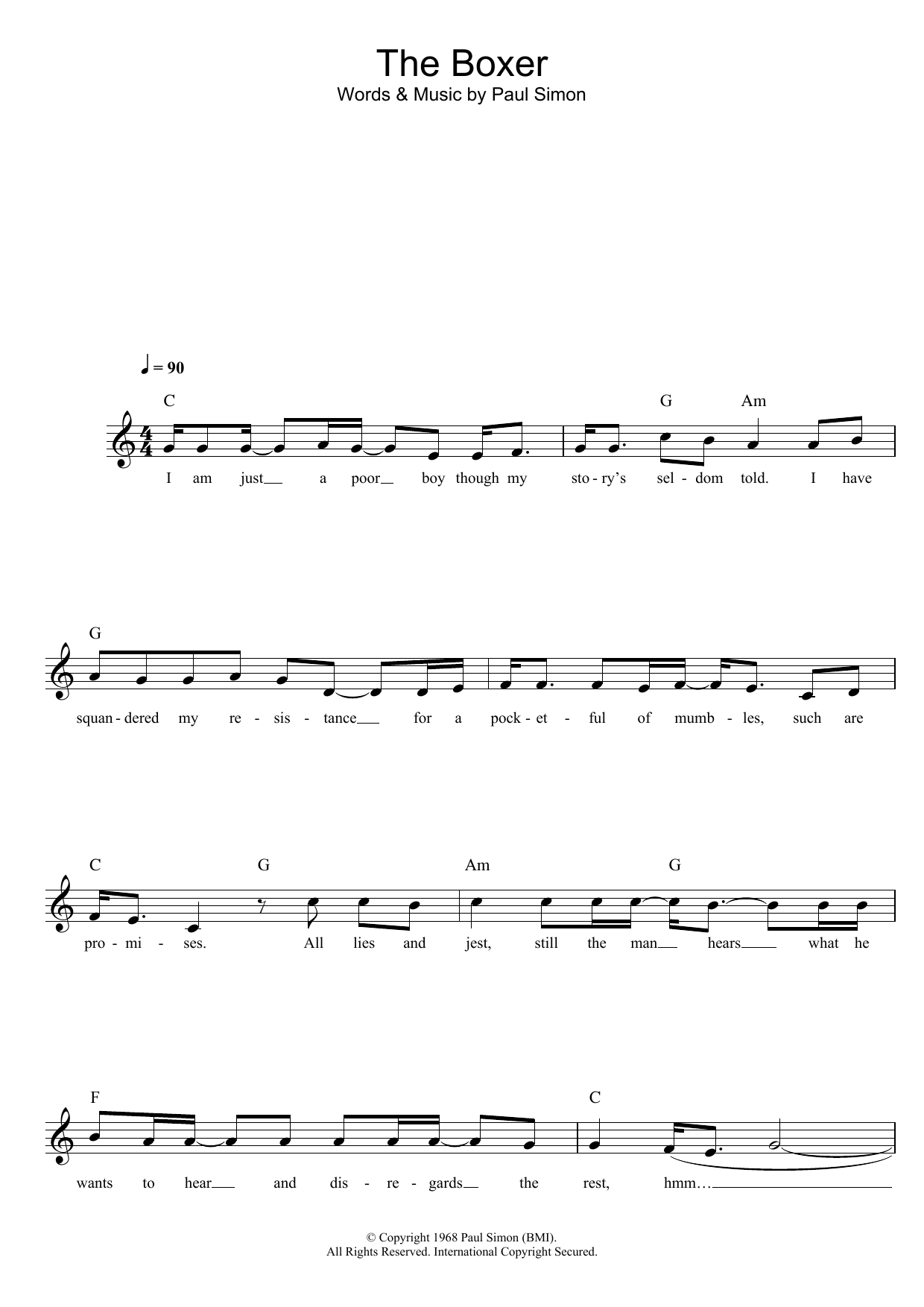 Produktgalerie: Seite 1 von 1 The Boxer, Simon & Garfunkel, Klavier