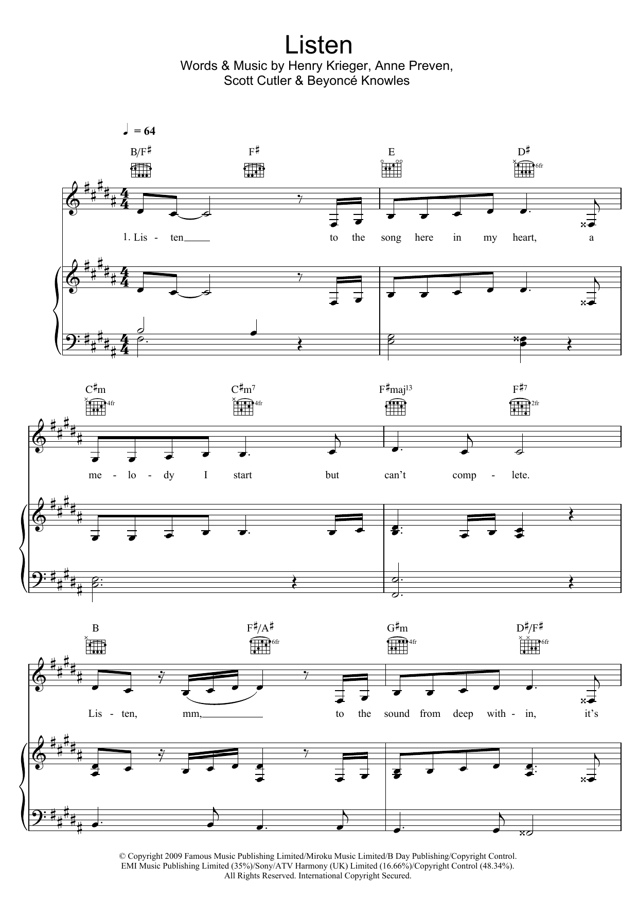 Product picture to: Listen (from Dreamgirls)