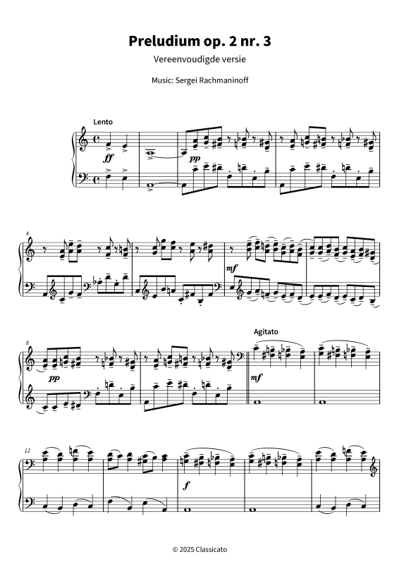 Produktgalerie: Seite 1 von 6 Preludium op. 2 nr. 3 - Vereenvoudigde versie, , Klavier Solo