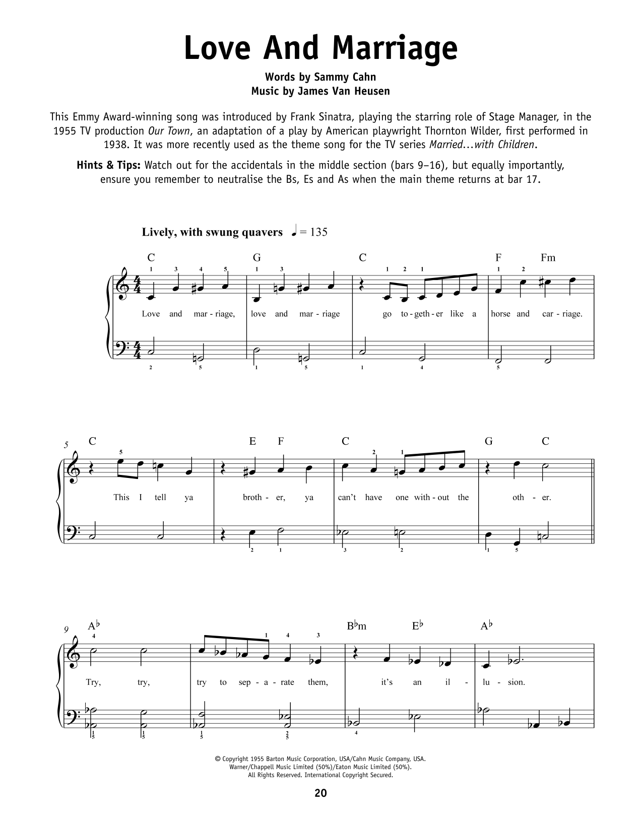 Produktgalerie: Seite 1 von 1 Love And Marriage, Frank Sinatra, Klavier