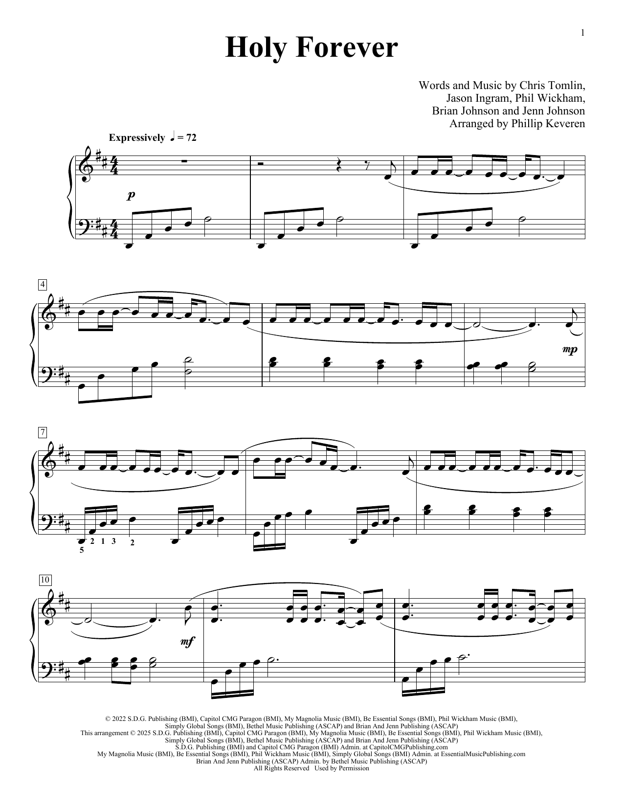 Produktgalerie: Seite 1 von 1 Holy Forever (arr. Phillip Keveren), Chris Tomlin, Klavier
